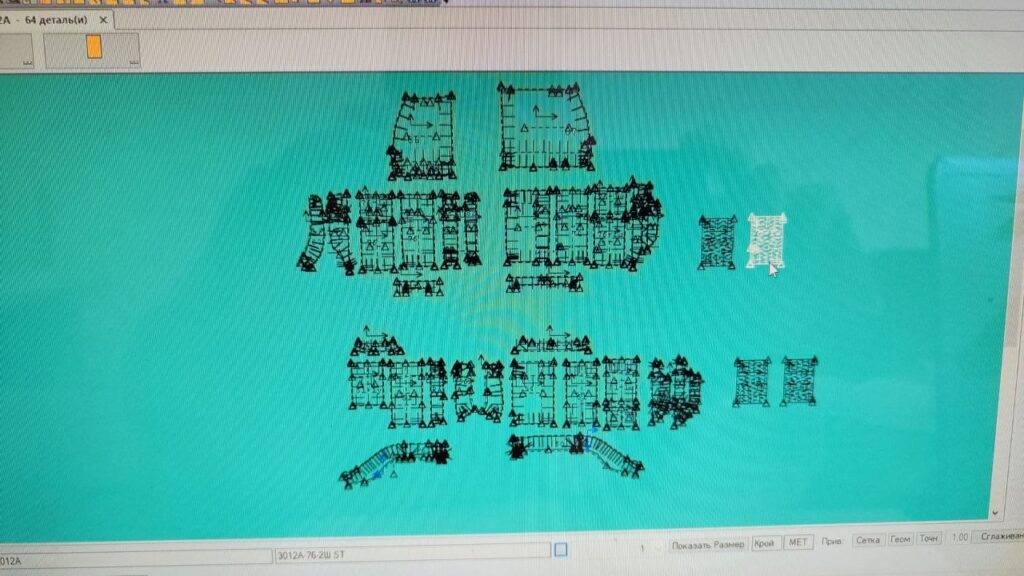 Раскладка 64 деталей чехла в САПР Gerber AccuMark — Автостудия K9